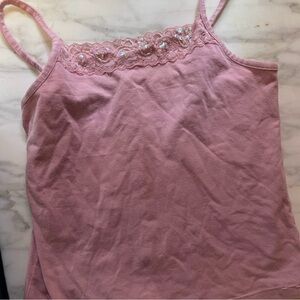Pink Lace Trim Cami Top